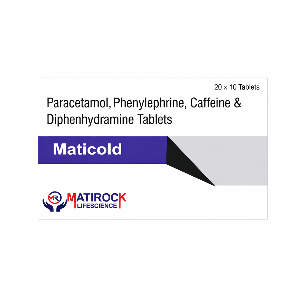 Maticold Tablets | Paracetamol, Phenylephrine, Caffeine & Diphenhydramine